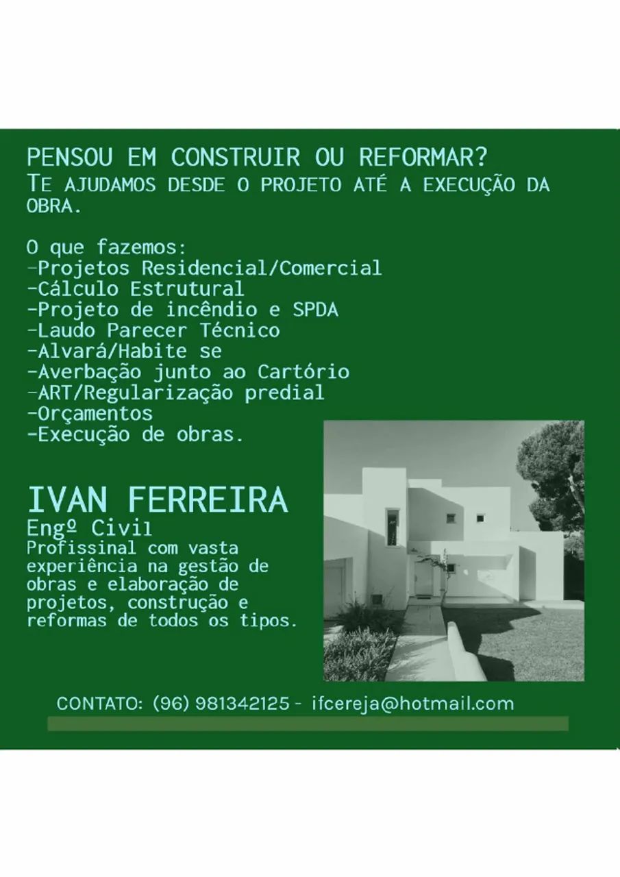 Projetos, construções e serviços