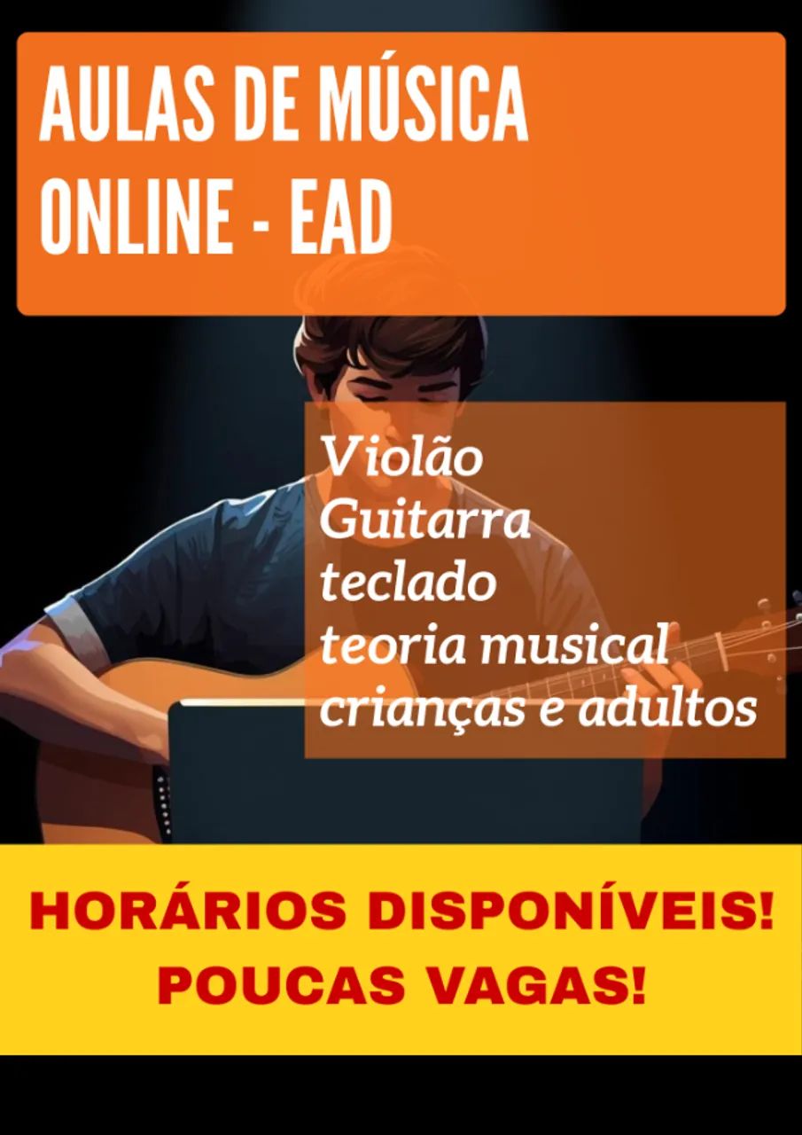 Aulas de Violão/Guitarra/teclado EaD