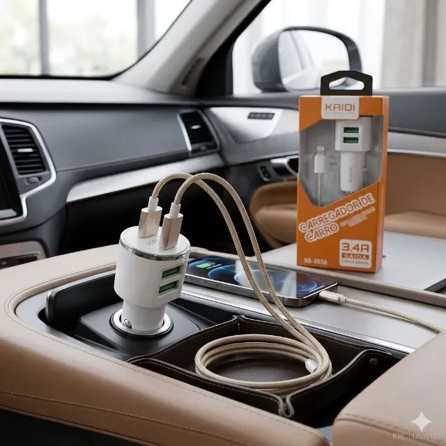 Carregador Veicular Kaidi 3.4A com 2 USB