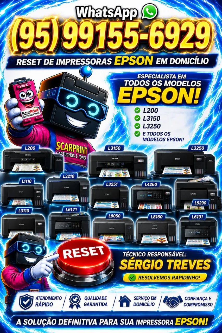 Reset das almofadas e Reset de impressoras em domicílio 