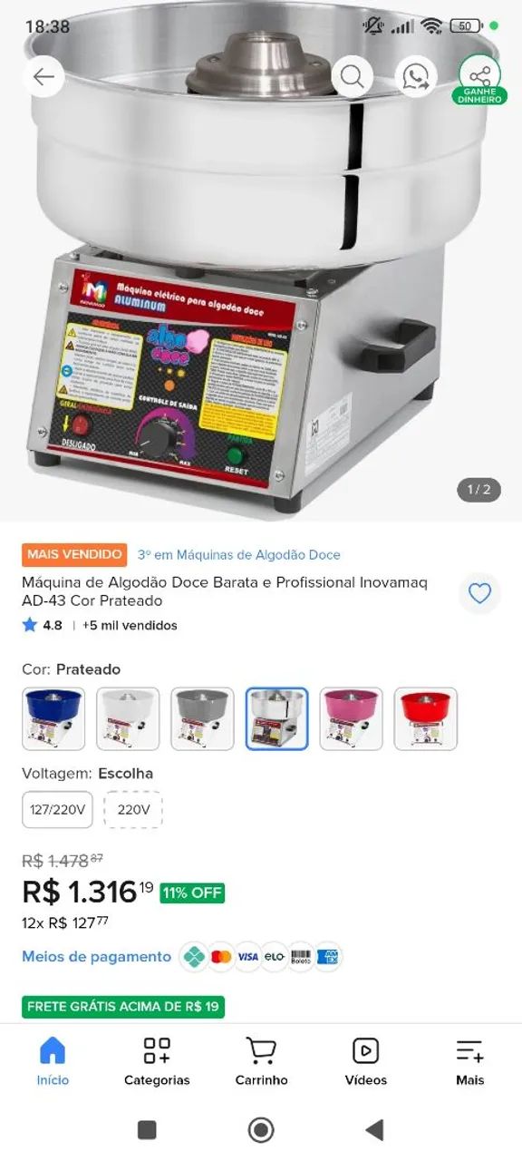 Vendo pipoqueira profissional e máquina de algodão doce  - Foto 3