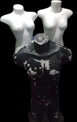 manequins busto femininos de plástico e um masculino 