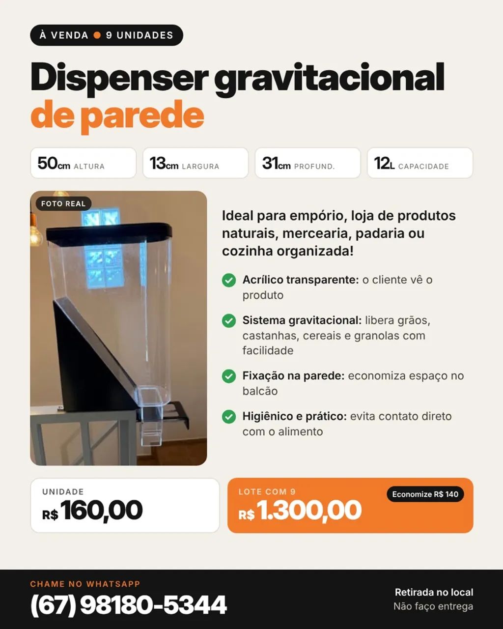 Dispenser aéreo 12L gravitacional  - Foto 3