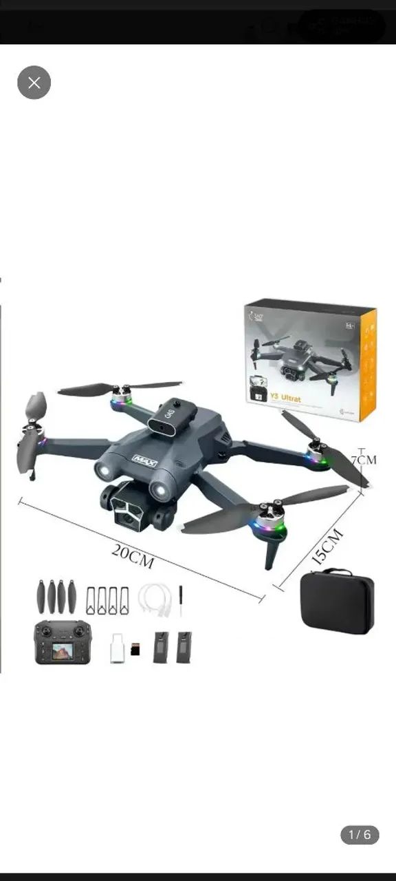 Drone Aéreo Neemias Bechor Y3 Ultra HD com Sensor de Obstáculos e Controle com Tela