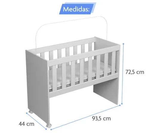 Mini Berço Com Colchão Moises De Apoio Lateral Com Rodas - Foto 2