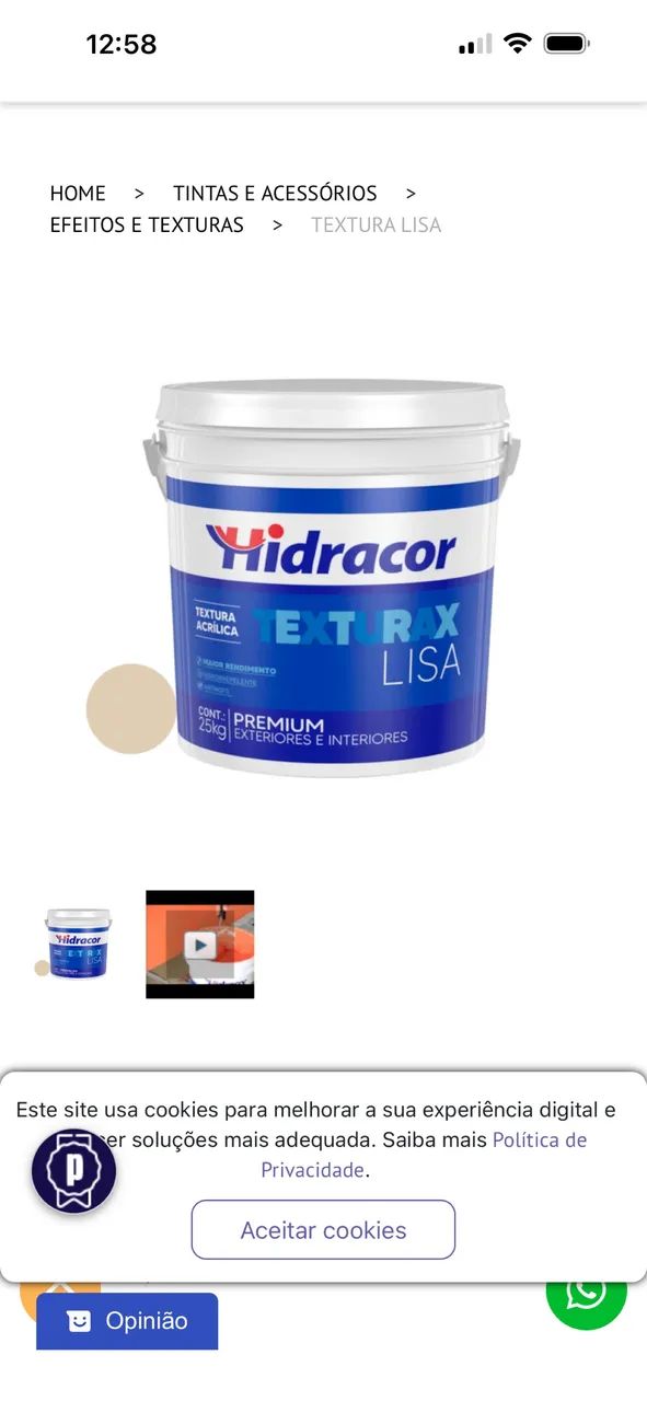 Textura acrílica lisa cor areia, maraca Hidracor balde 25 Kg