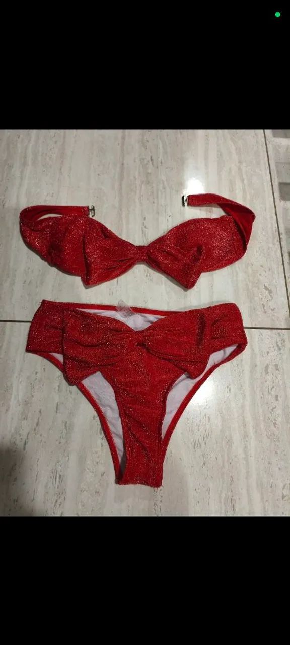 Biquíni vermelho laço lurex P/M