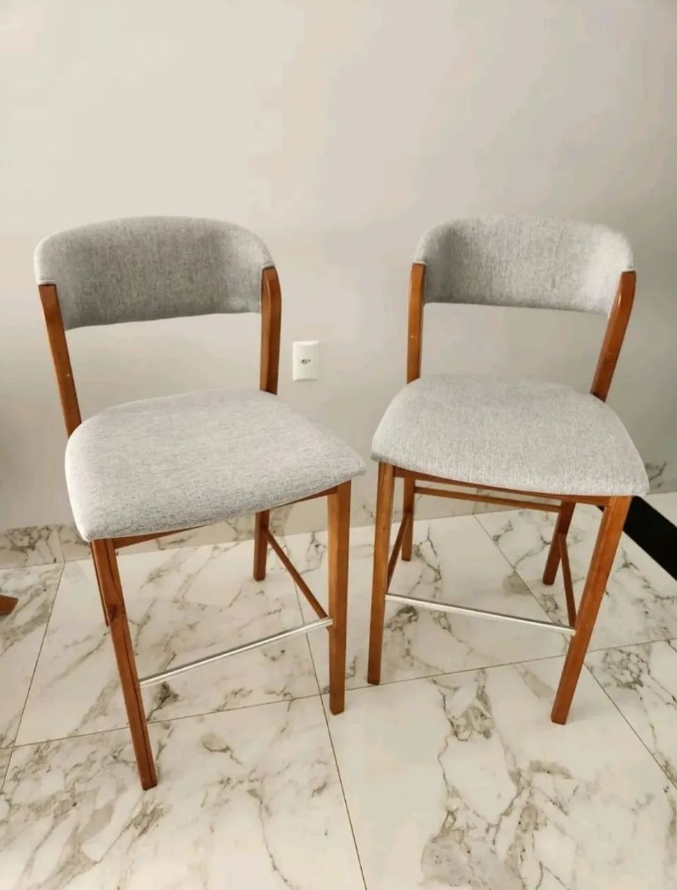 Banquetas em Madeira Maciça - Design Sofisticado (2 unidades) - Foto 2