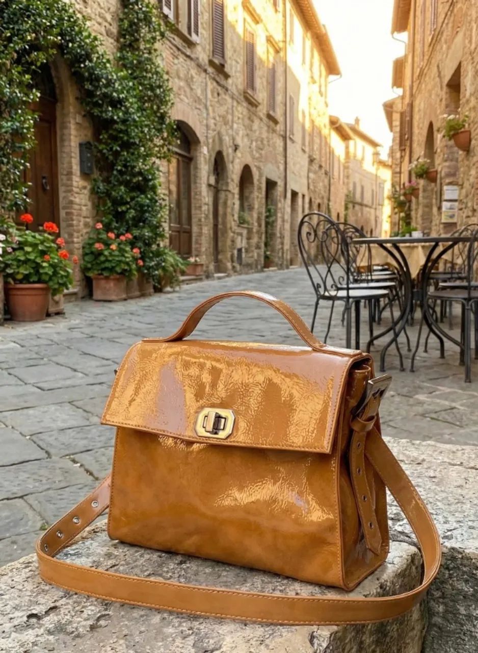 Bolsa Transversal Vinil Caramelo - Foto 4