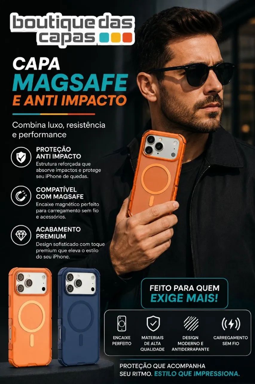 CAPA ANTI IMPACTO MAGSAFE IPHONE 17 PRO MAX