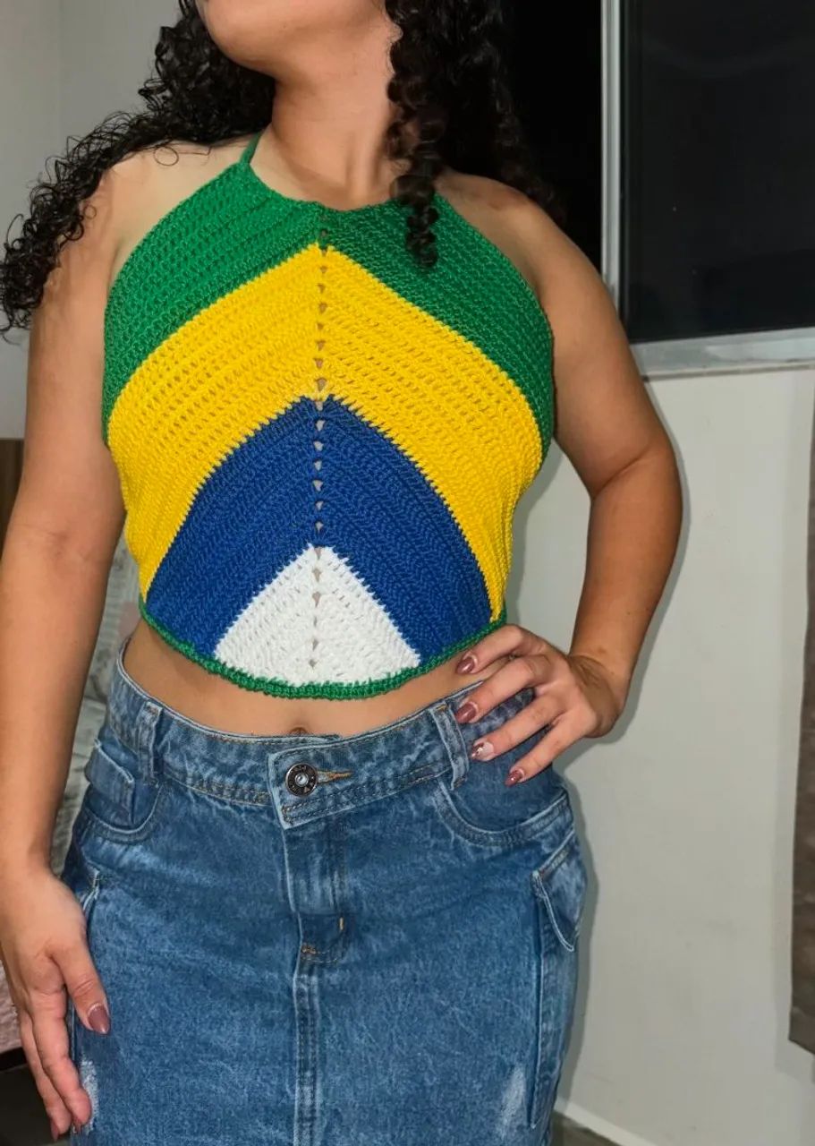 Blusa Brasil Crochê 