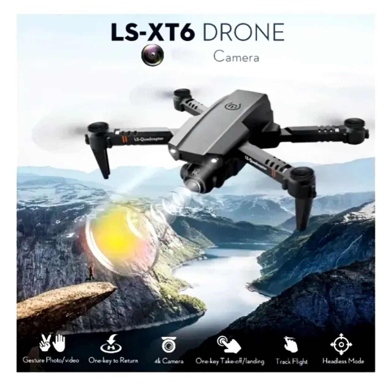 Drone LSXT6 4K com 2 Baterias, Controle Remoto e App - Câmera HD e Modos Inteligentes - Foto 4