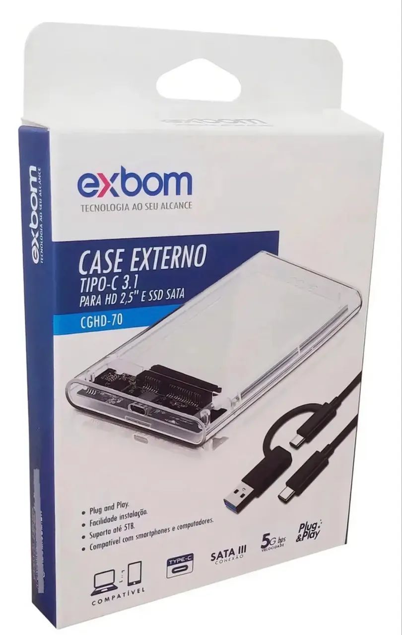 Case Gaveta HD Externo Exbom 2.5 USB 3.1 Type c - Foto 3