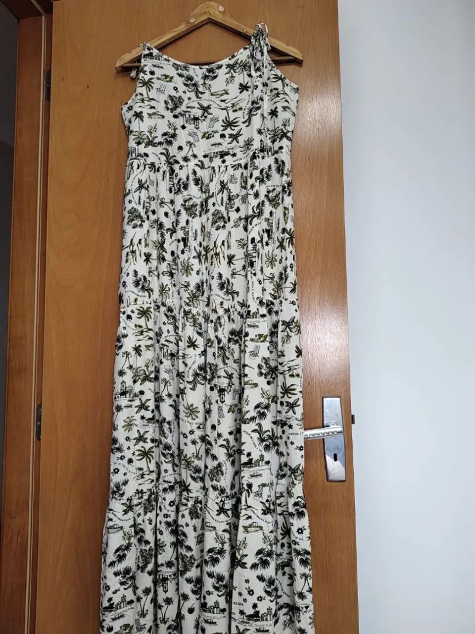 Vestido longo estampado off-white - Foto 4