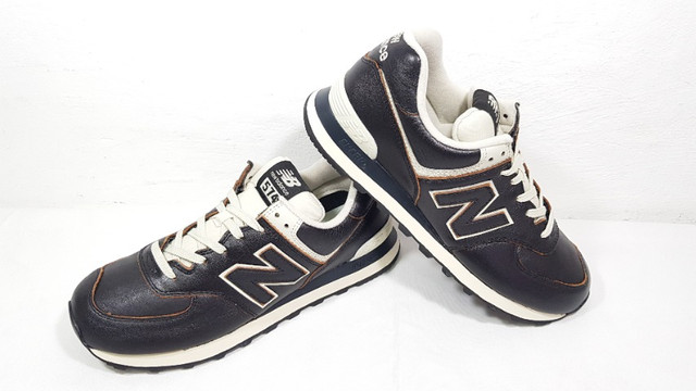 new balance 574 marrom couro