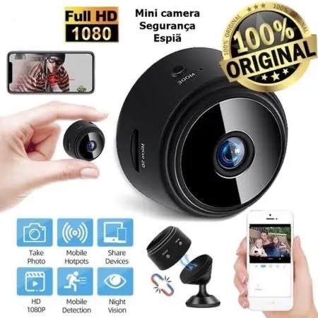 Câmera escondida do espião Mini 1080P sem fio WiFi câmera com áudio e vídeo  ao vivo Câmera de vigilância de segurança doméstica com detecção de