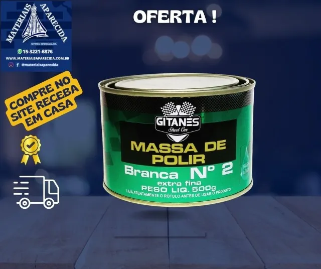 Massa Polir Carros n 2 Gitanes Branco 500g -novo
