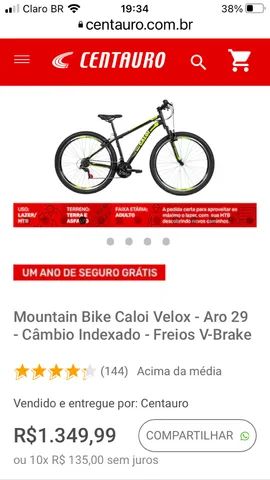 Mountain Bike Caloi Velox - Aro 29 - Câmbio Indexado - Freios V-Brake