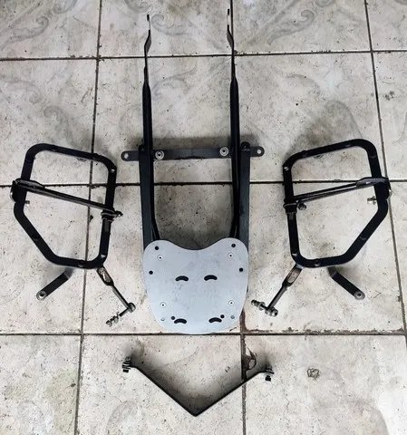 Kit completo suporte baú traseiro + suporte baú laterais SCAM p/ Yamaha MT 03 ou R3