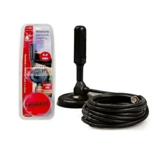 Antena Digital Amplificada HDTV/UHF/VHF Interna e Externa 5 Metros
