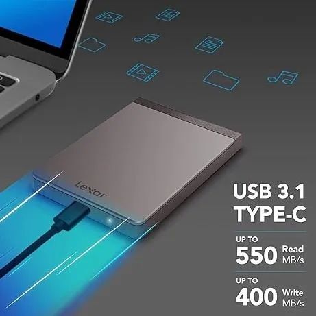 HD SSD Externo Lexar 512GB SL200, USB 3.1, Leitura 550MB/s Gravação 400MB/s novo lacrado - Foto 4