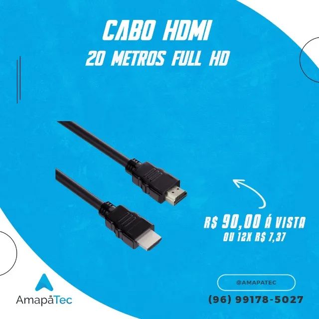 Cabo HDMI com 20 Metros Full Hd 1080p