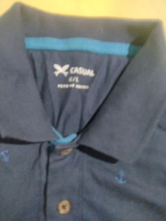 Polo Masculina Azul com Estampa - Foto 2