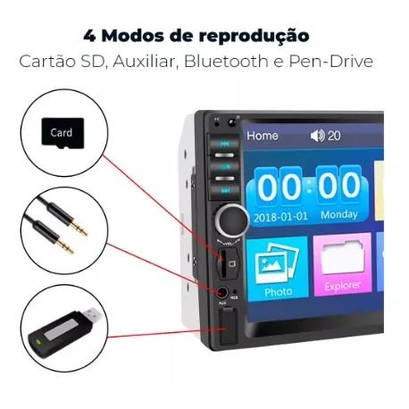 Central Multimídia First Option 7810h Com Espelhamento E Bluetooth Cor Preto - Foto 5