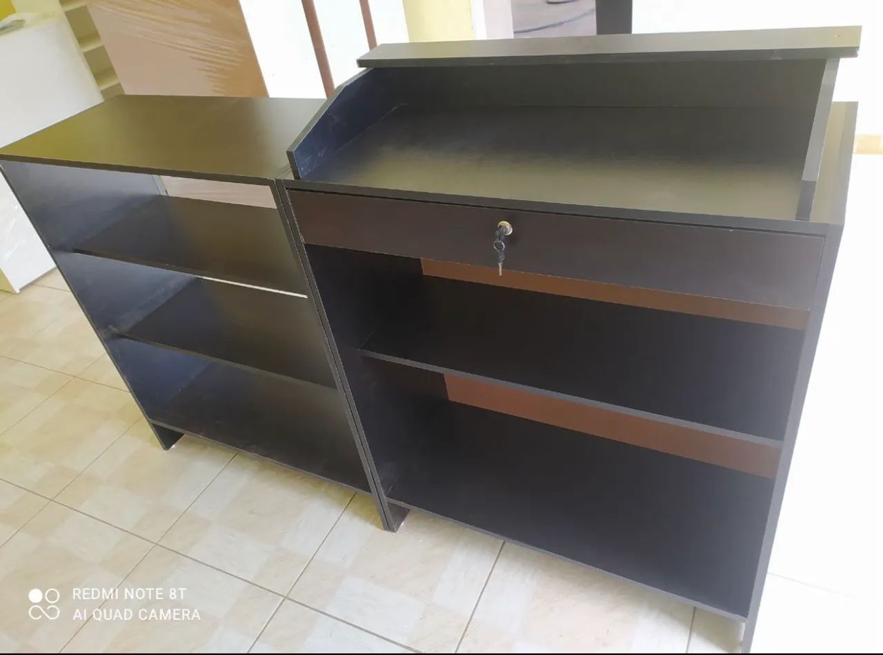 BALCÃO CAIXA + BALCÃO VITRINE MDF PRETO