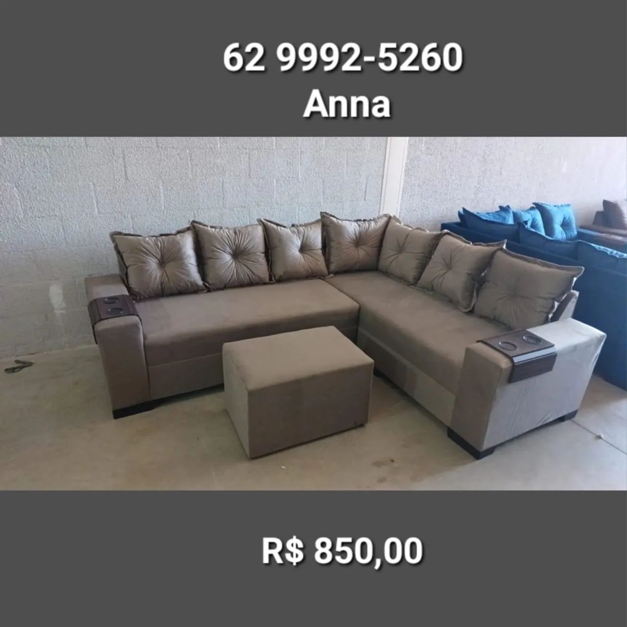 Sofá de canto com puff**de fábrica 