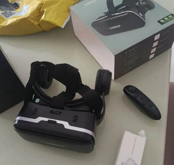Óculos de Realidade Virtual VR SHINECON com controle e fone