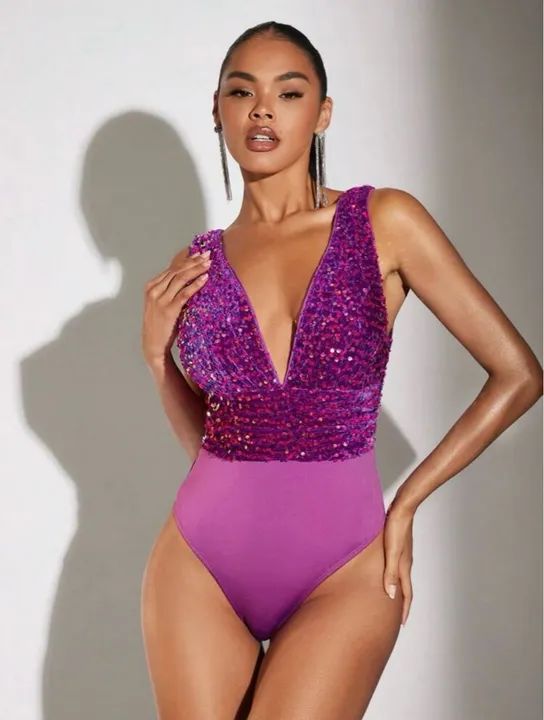 Body de Brilho Roxo - Foto 2