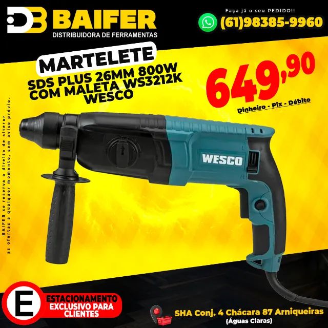 Martelete SDS Plus 26mm 800W com Maleta WS3212K Wesco