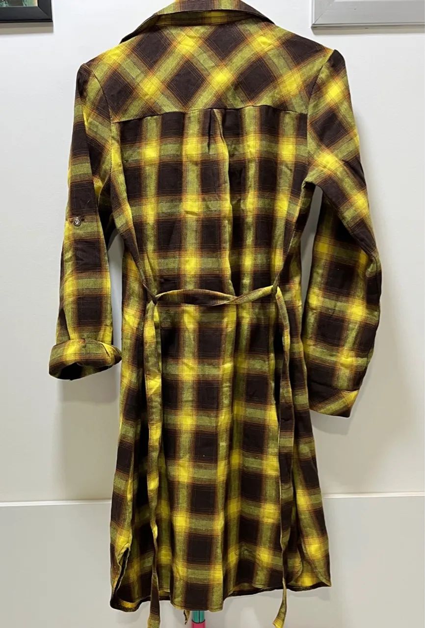 Chemise Xadrez Amarela e Marrom - Foto 4