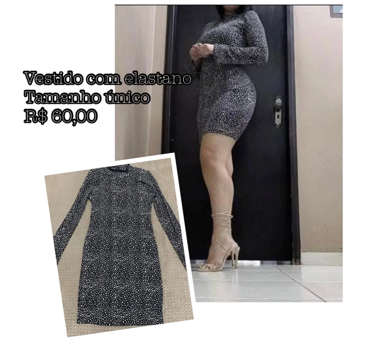 Vestido com elastano tamanho único - R$60,00