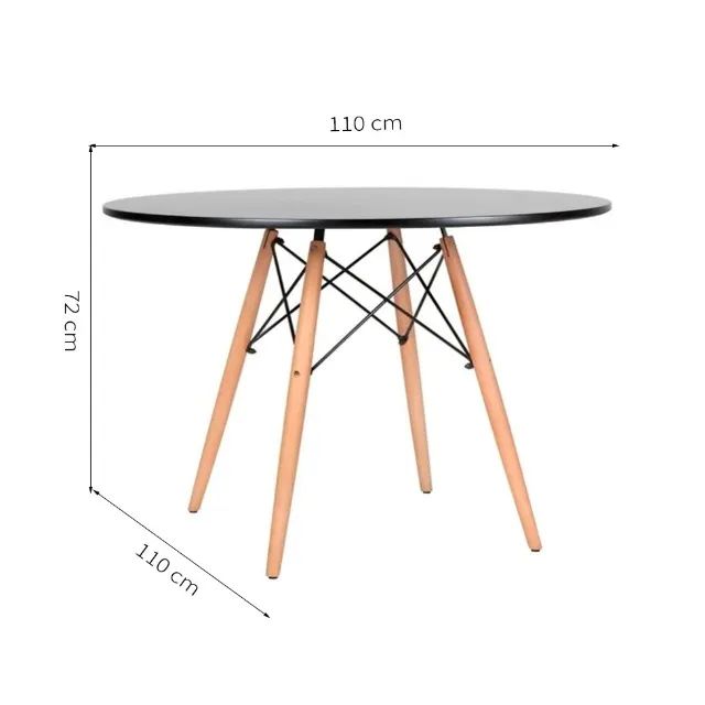 Mesa de Jantar Redonda EAMES 110cm Preta - Foto 2