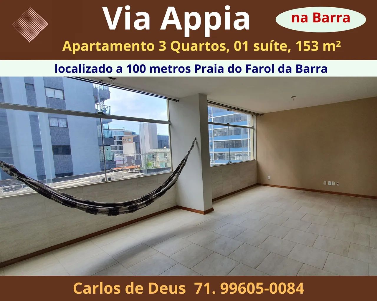 Apartamento na Barra , 3 Quartos, 1 Suíte, 153m², 3 sanitários, sala ampla, 01 vaga,  Próx