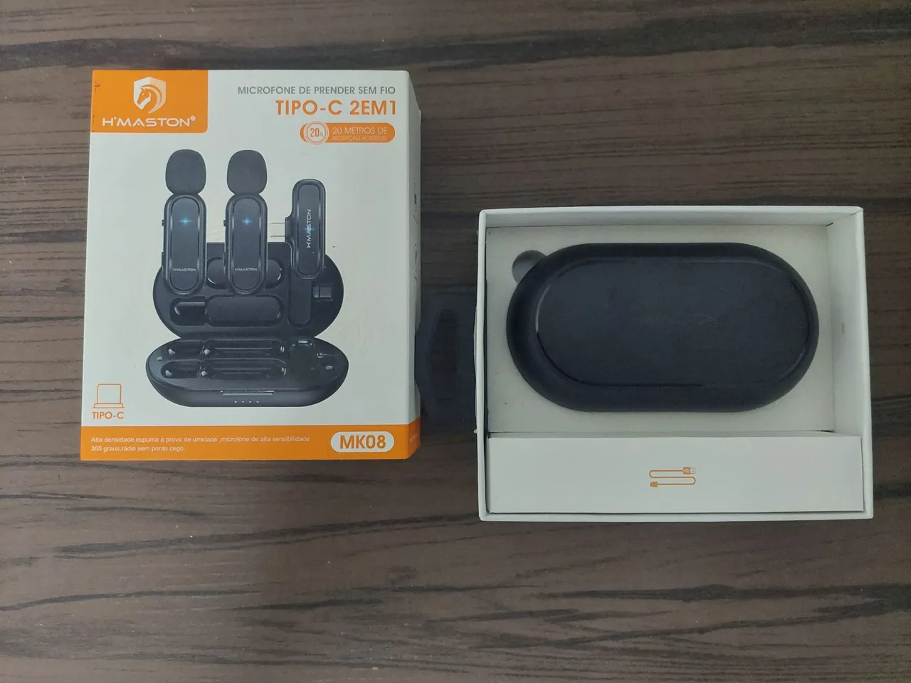 Microfone Sem Fio MK08 com Caixa de Carregamento