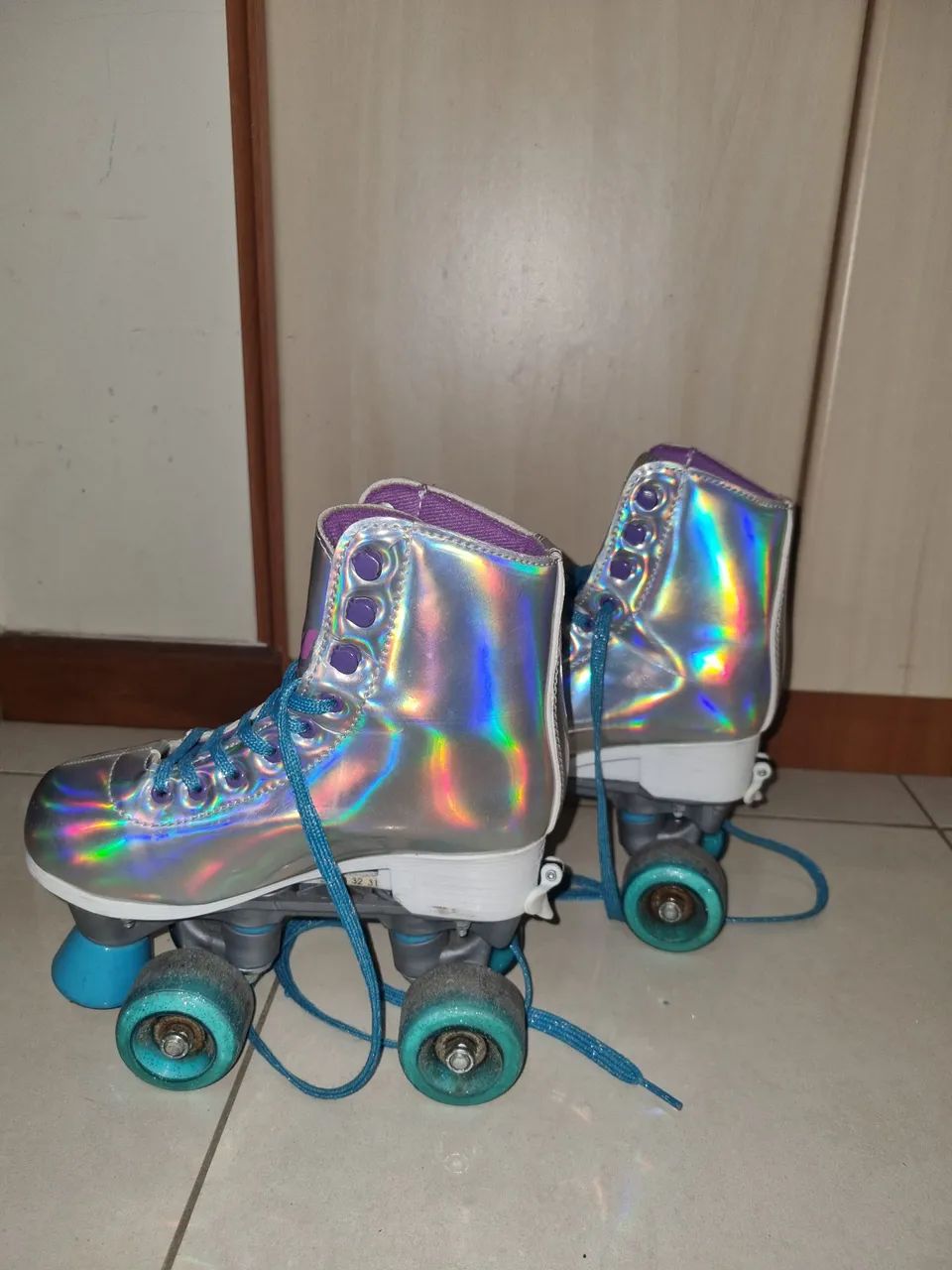 Patins Shine Prata Ajustável (31 -34) Shine Radkal - Usado - Foto 4