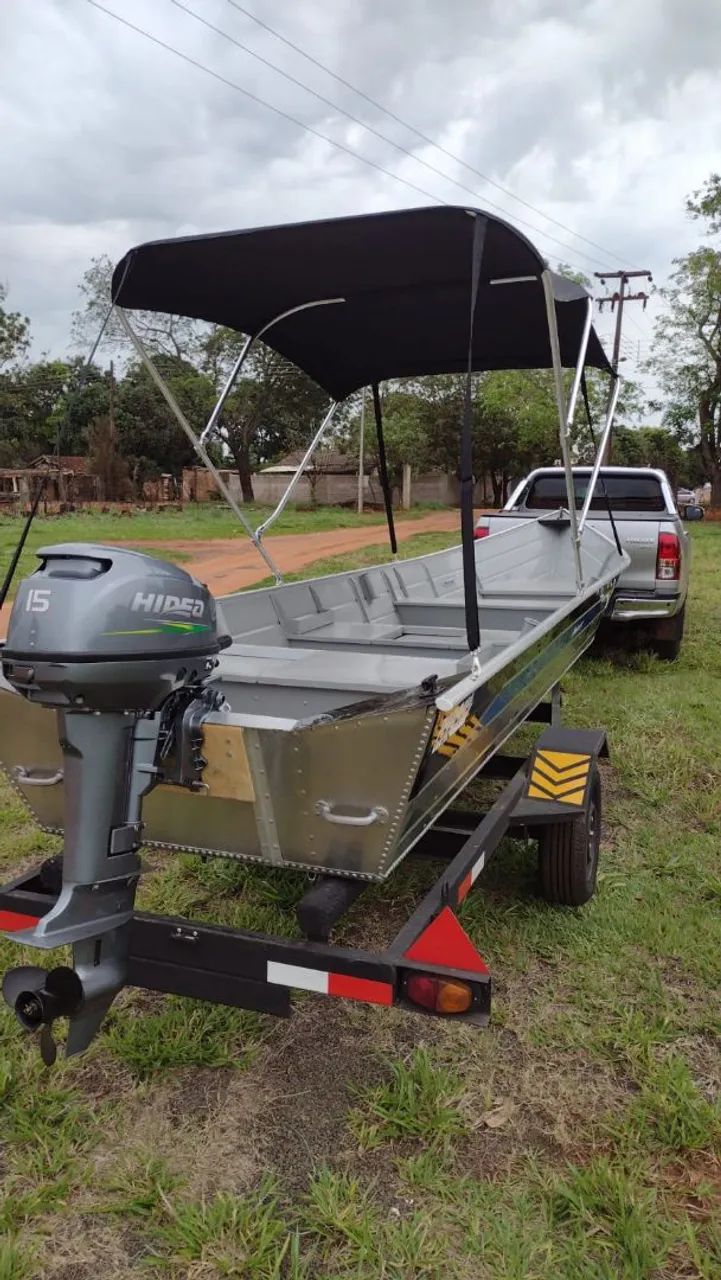 Barco de alumínio e motor de popa  - Foto 5