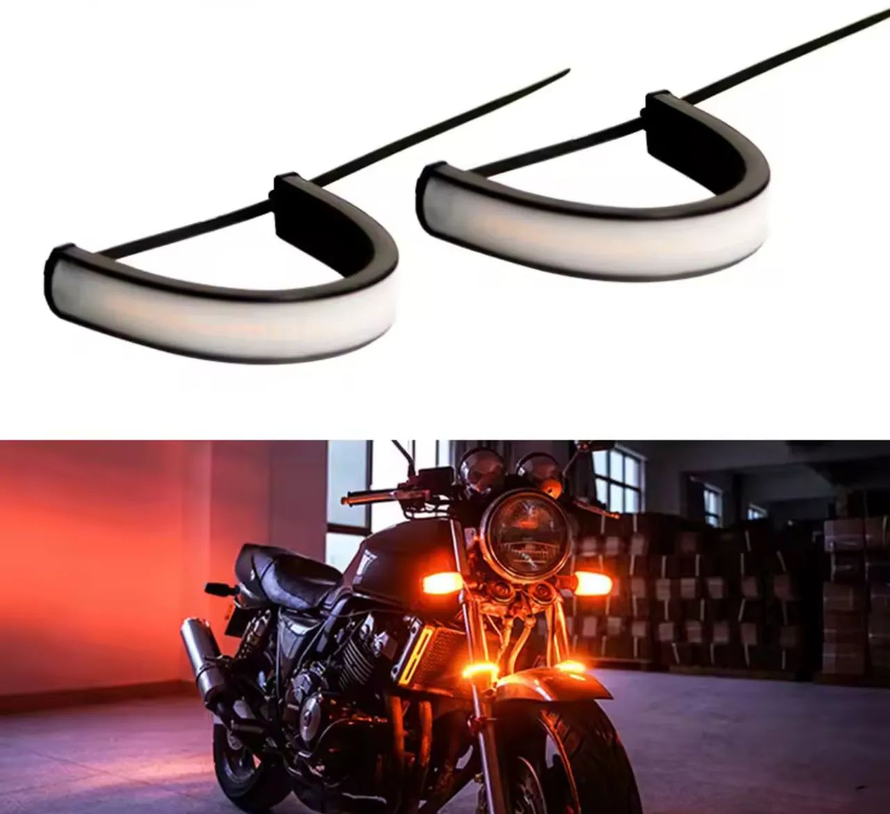 Pisca Seta Laranja Abraçadeira Bengala Moto