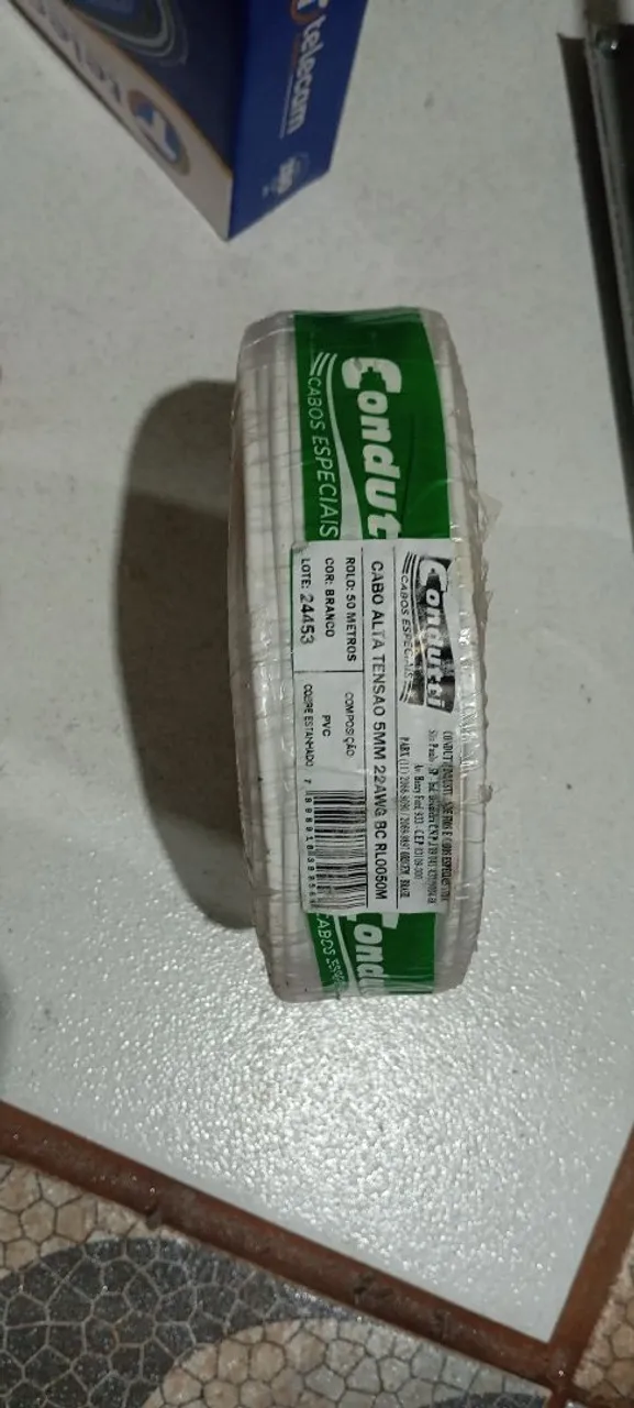Cabo Alta Tensão 5mm 22AWG Branco