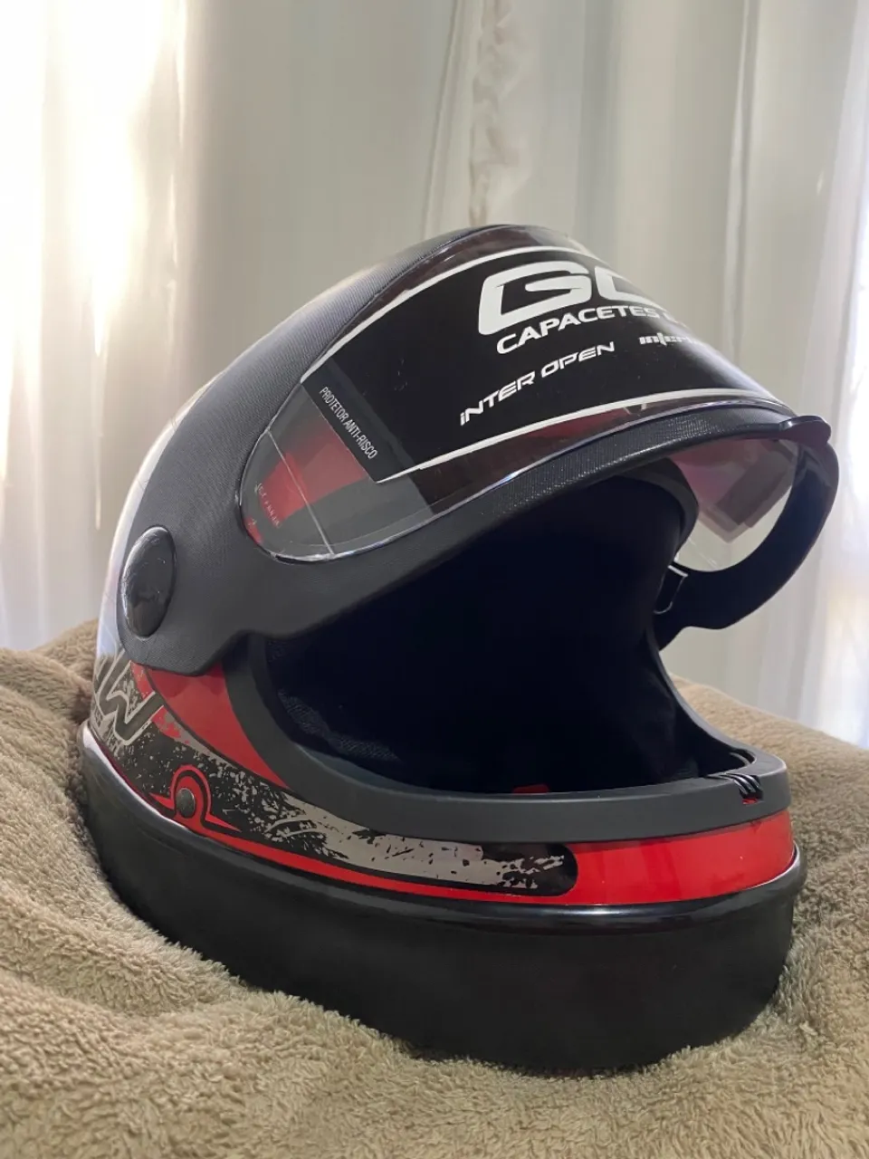 Capacete para Moto G6 Capacete Inter Open Vermelho e Preto