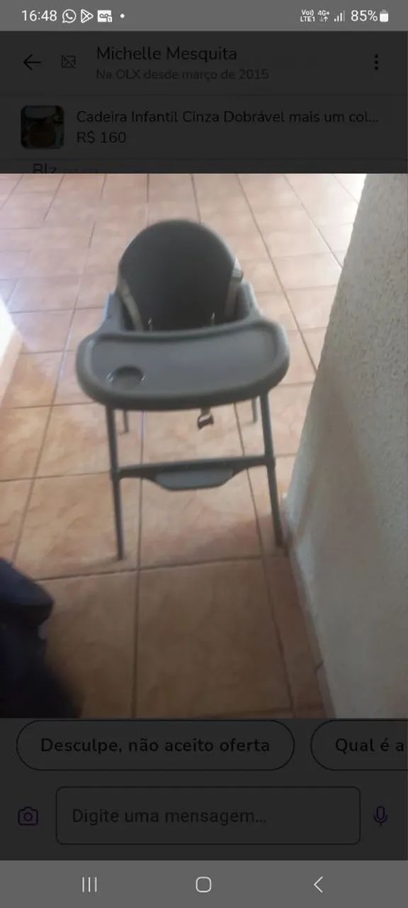 Cadeira Infantil Cinza Dobrável mais um colchão de criança com dois traviseiro  - Foto 6