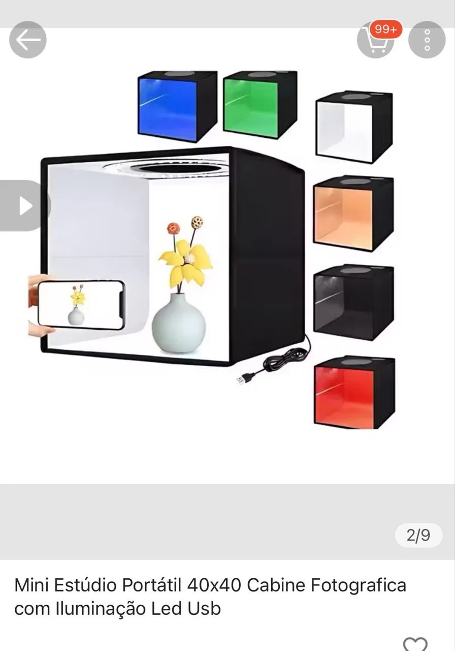 Mini estúdio fotográfico 40x40 estado de novo - Foto 3