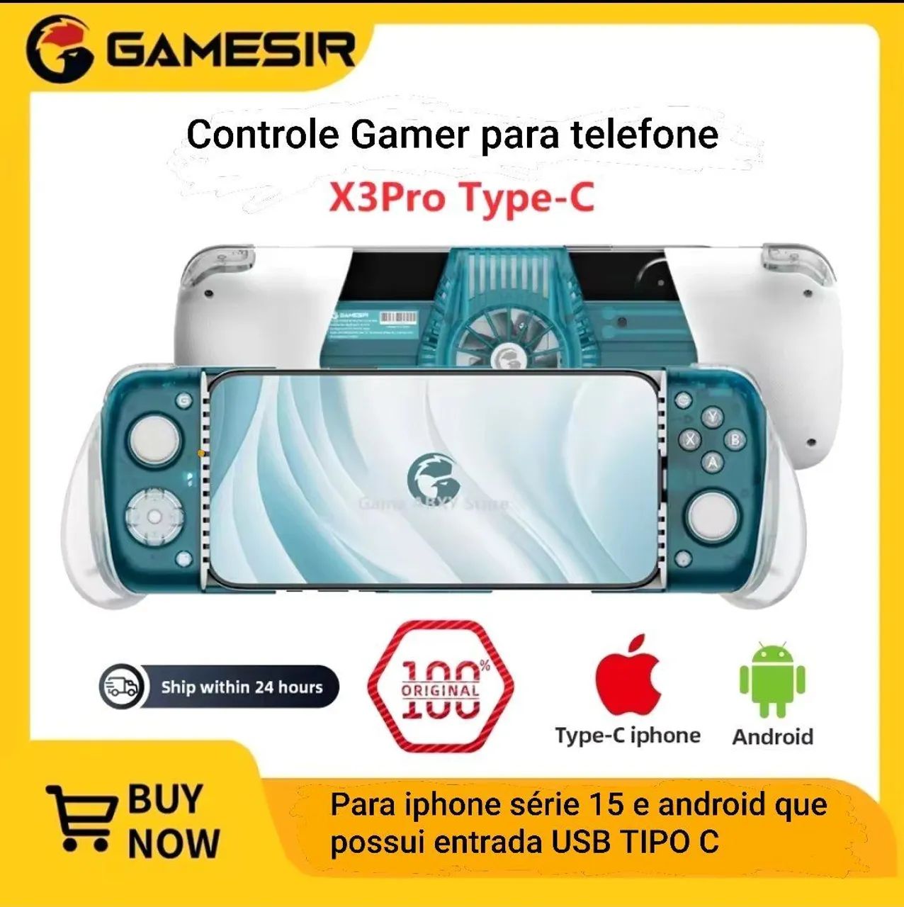 Controle Gamer X3 Pro para Celular - Tipo C - LACRADO
