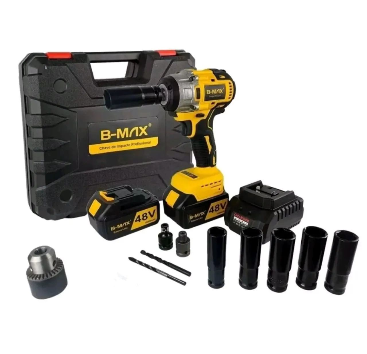 Chave de Impacto Parafusadeira Furadeira a Bateria 48V Kit - Foto 4