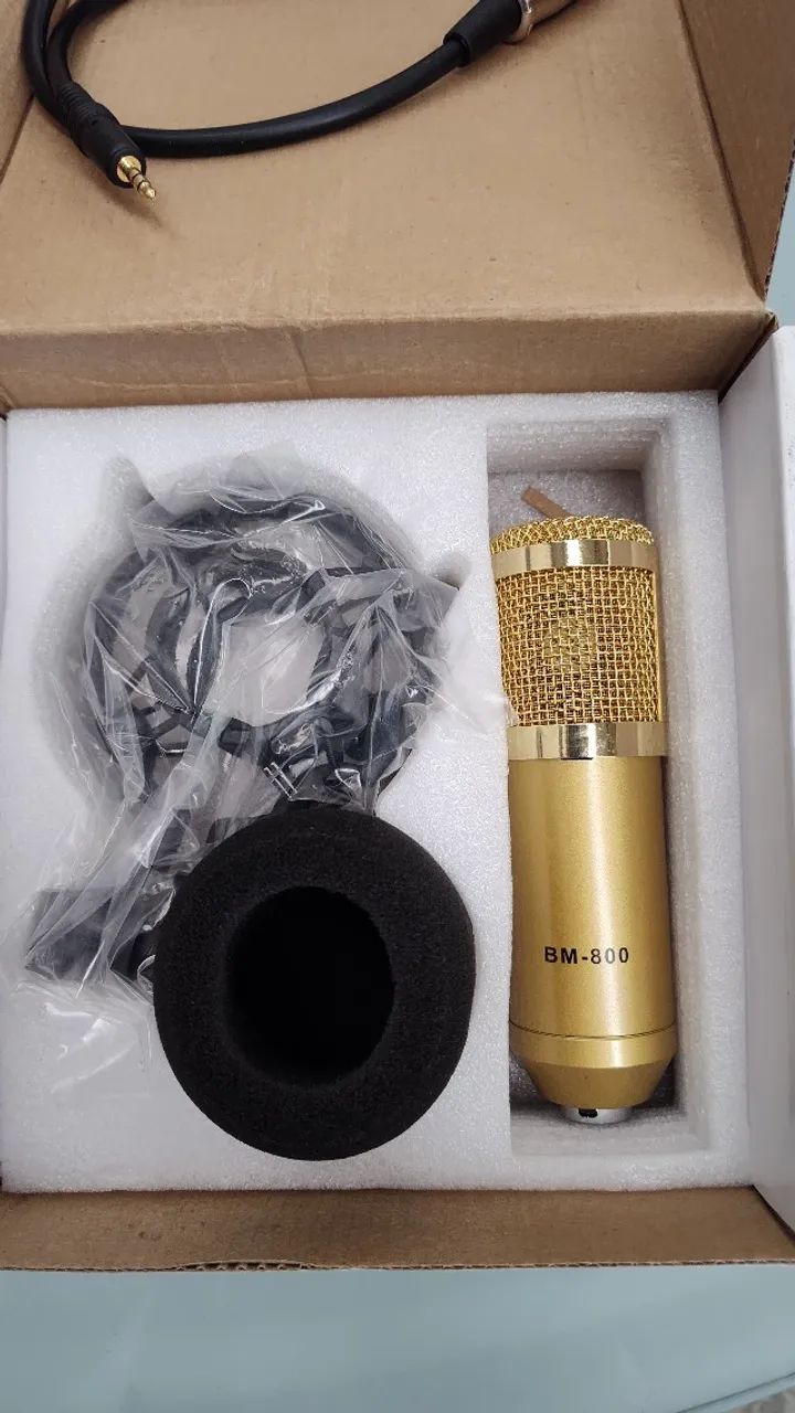 Microfone BM800 Condensador Dourado