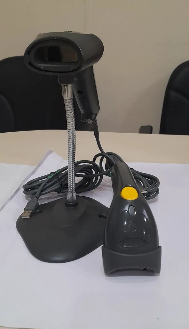 Leitor Código de Barras Laser USB Motorola Ls1203 base preta Com 2nunidades