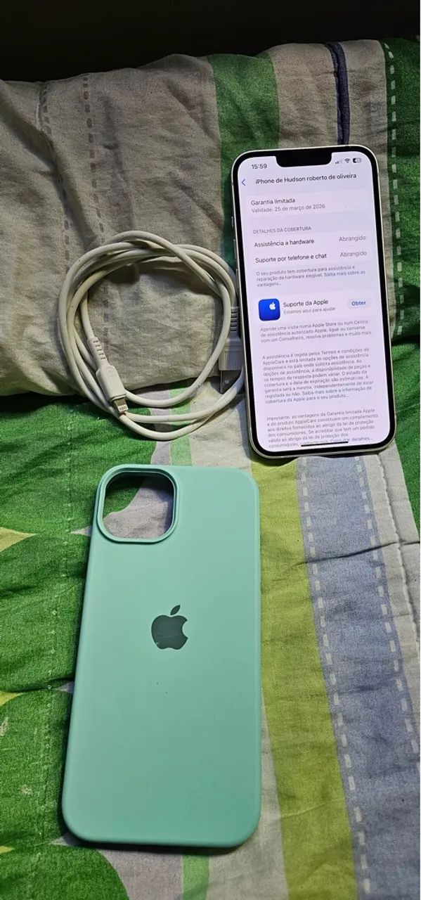 Vendo ou troco um iPhone 14 de 128gb aparelho cabo USB e capa protetora  - Foto 2
